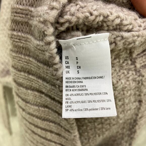 American Eagle Tunic Sweater Size S Bobble Neutral Taupe Beige V Neck - Picture 7 of 10